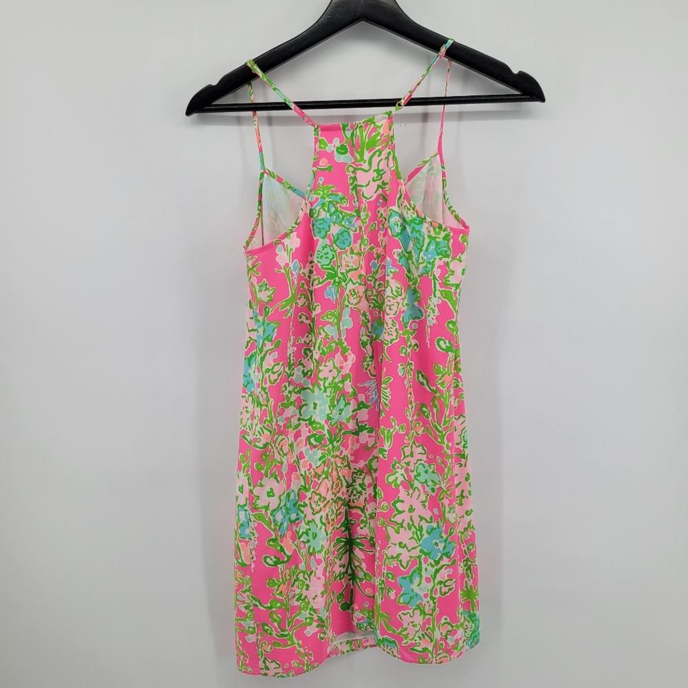Lilly Pulitzer Dusk Silk Slip Dress Southern Chaloral Pink and Green Slip Dress - Picture 8 of 10